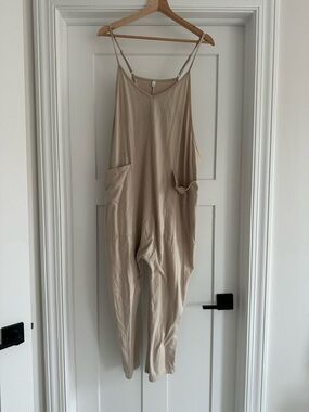 Beige Women's Jumpsuit with Pockets